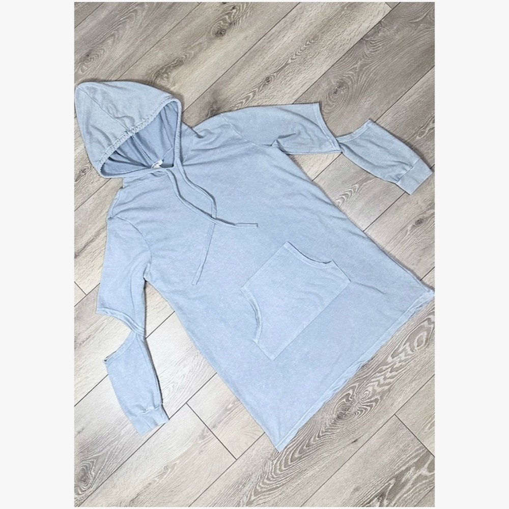 Umgee Cut Out Sleeve Hoodie Dress